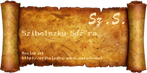 Szihelszky Sára névjegykártya